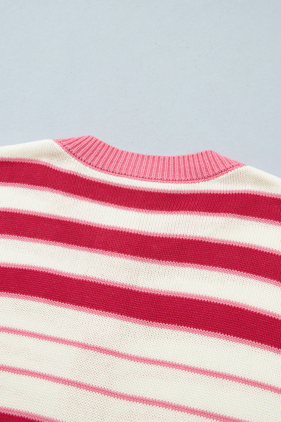 Red Stripe V Neck Long Sleeve Regular Fit Cardigan