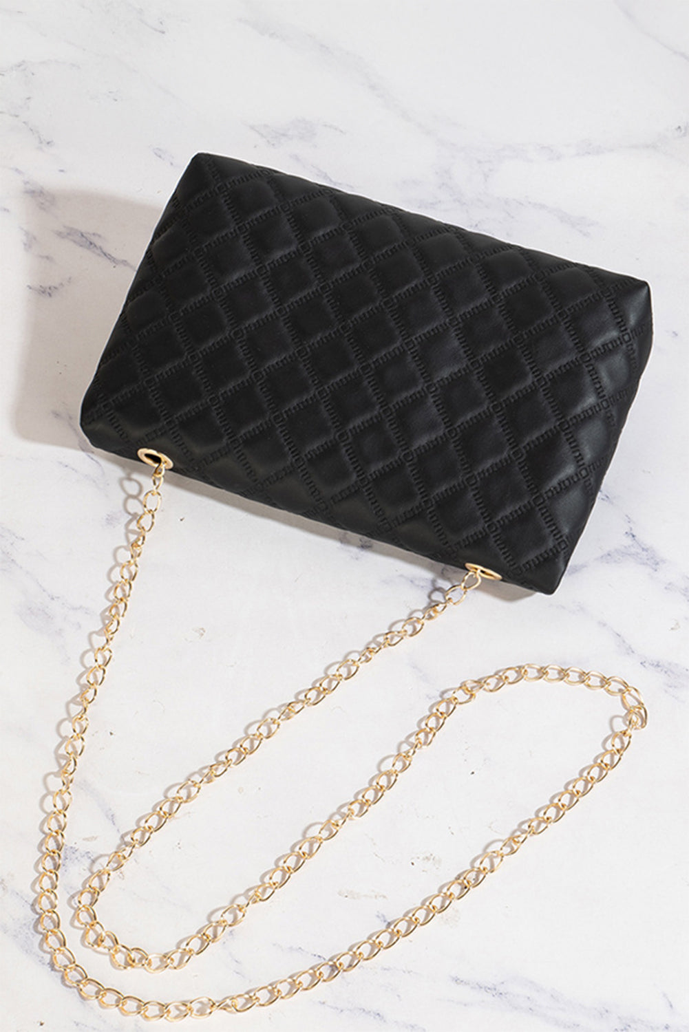 Textured PU Leather Gold Chain Buckle Single Shoulder Bag