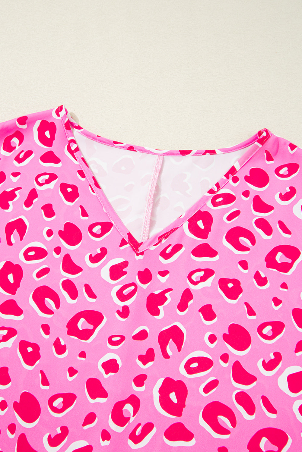 Leopard V Neck Loose Short Sleeve Top