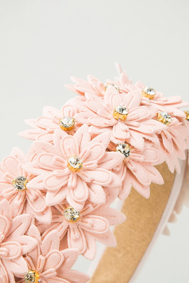 Multi Layer Flower Rhinestone Wide Headband