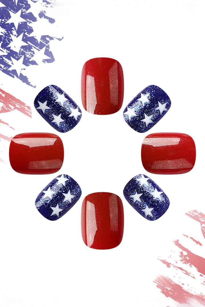 24pcs American Flag Short Square Nail Stickers