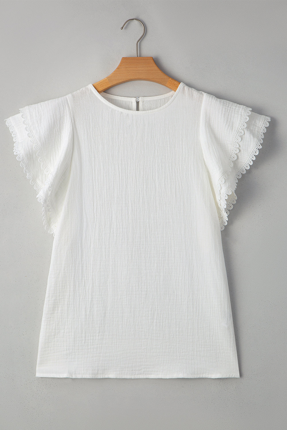 crinkled layered ruffled flutter sleeve blouse