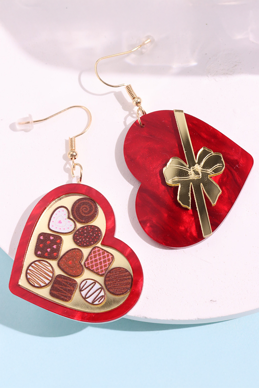Box of Chocolate Heart Shape Dangle Earrings