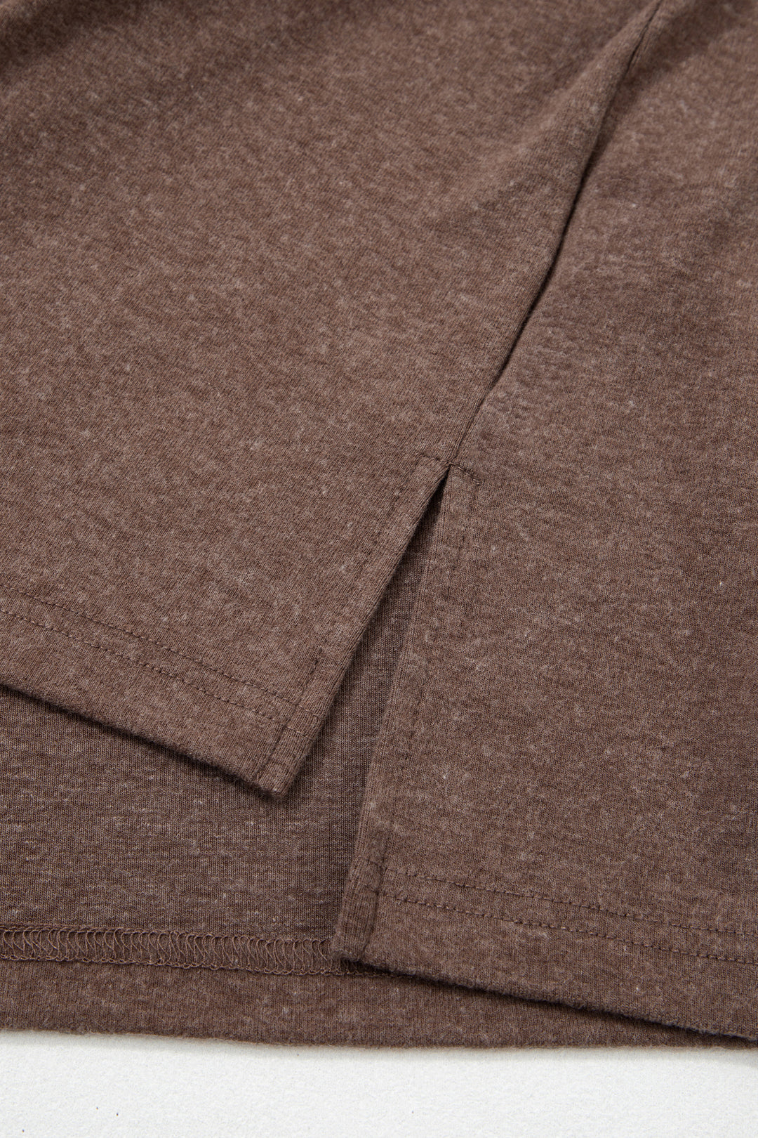 Dark Brown Long Sleeve Round Neck Patchwork Plus Size Set