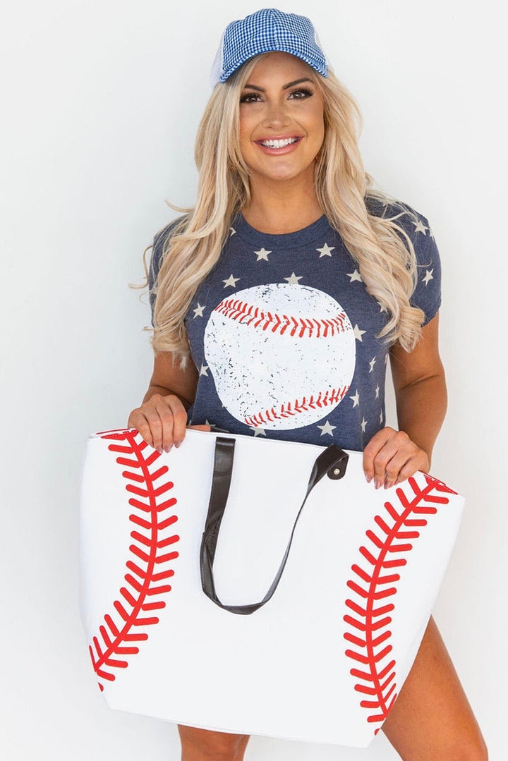 Große Tragetasche aus Segeltuch mit Baseball-Muster