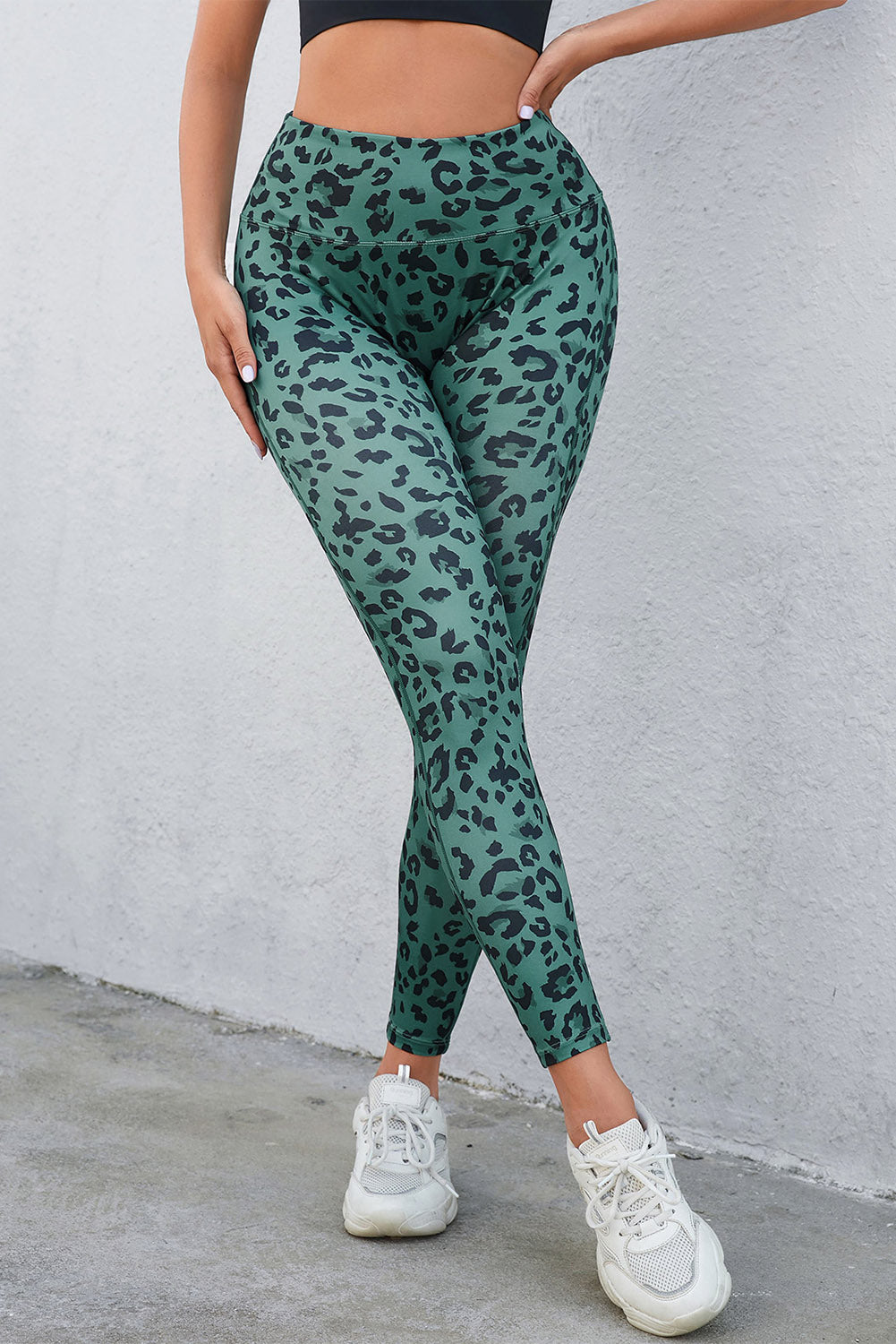 Classic Leopard Green Print Active Leggings