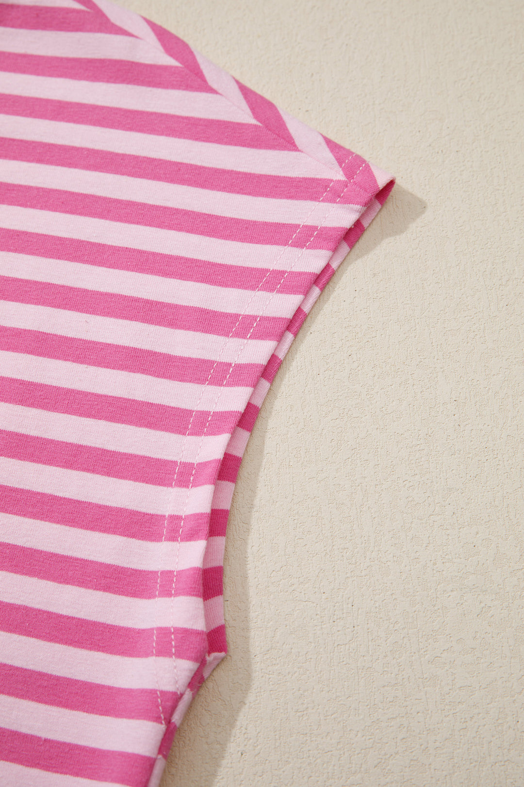 Pink Stripe Cap Sleeve Tee Elastic Waist Shorts 2pcs Outfit