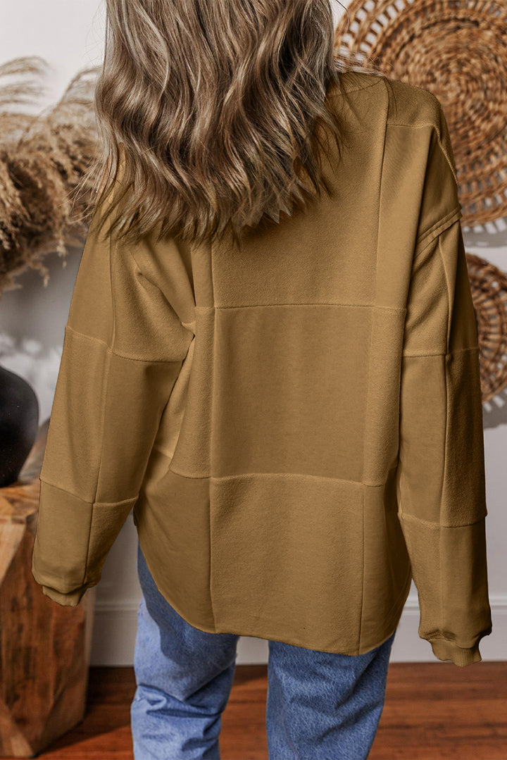 Patchwork Drop Shoulder Baggy Sweatshirt