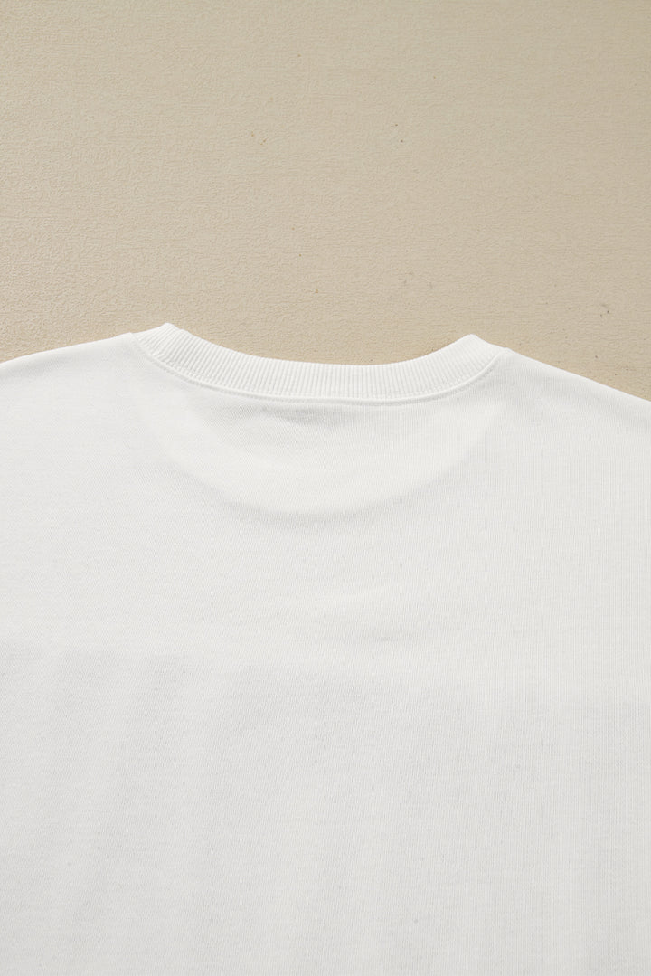 White FOOTBALL 3D Letter Graphic Crew Neck Sweatshirt