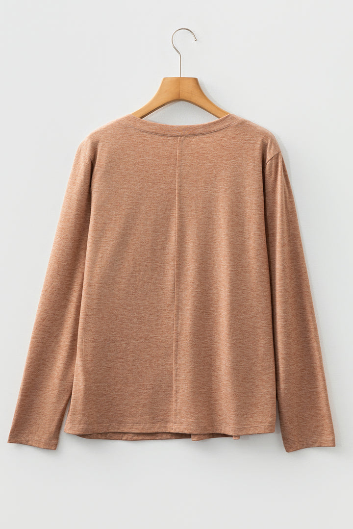 Floral Patchwork V Neck Long Sleeve T Shirt