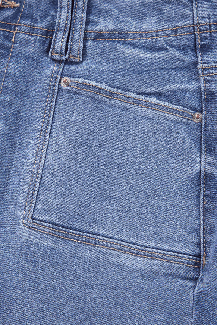Dusk Blue Loose Straight Leg Cropped High Waist Jeans