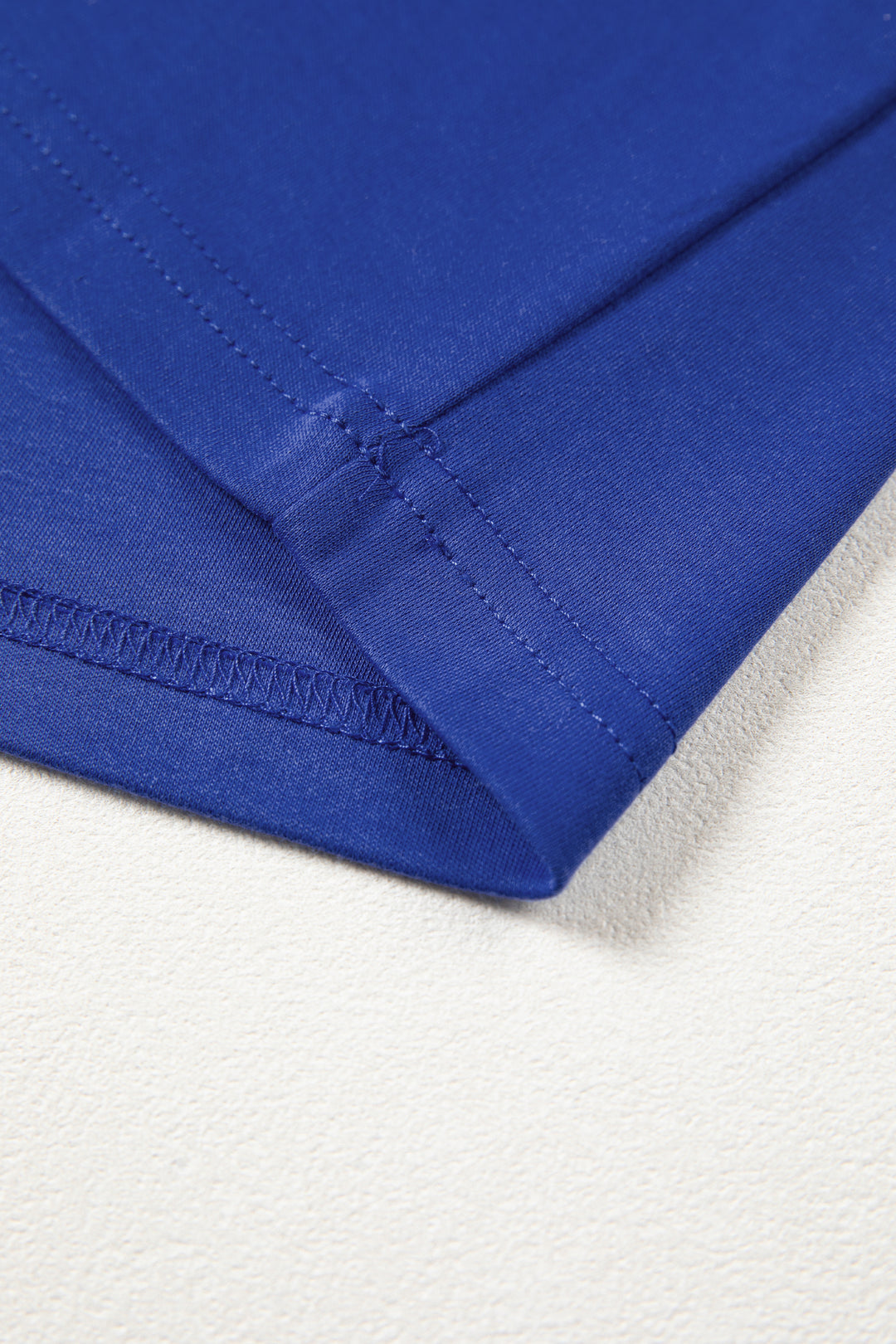 Dark Blue Solid Color High Neck Oversize Tee