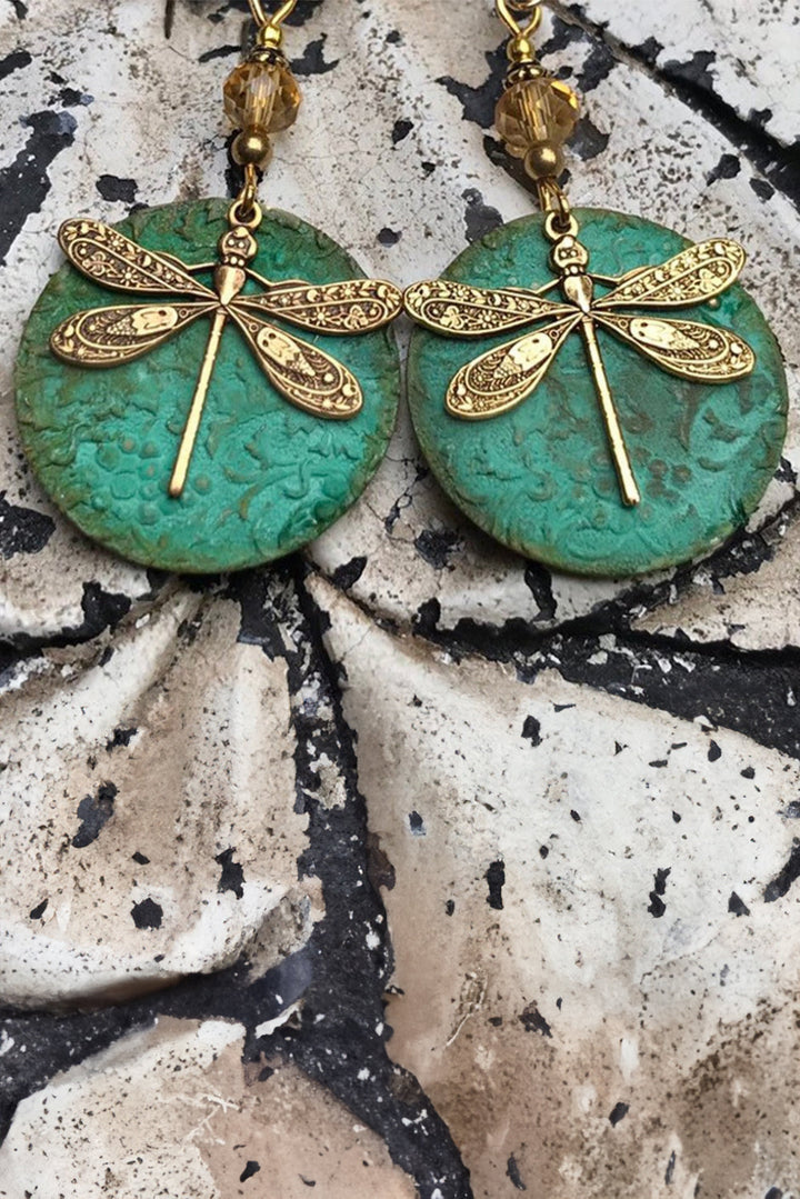 Retro Dragonfly Hook Drop Earrings