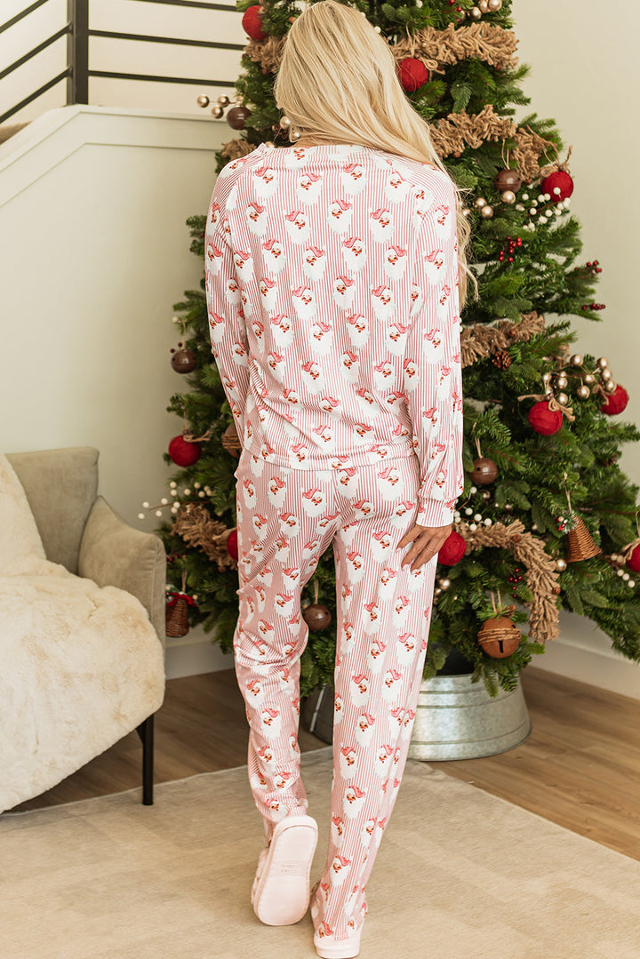 santa claus striped print loose fit two piece lounge set 1