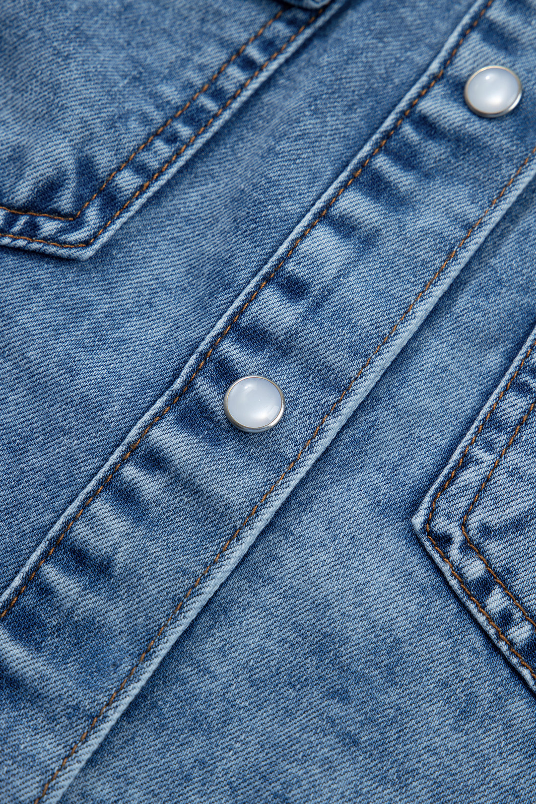 Dusk Blue Buttoned Front Collared Sleeveless Denim Vest