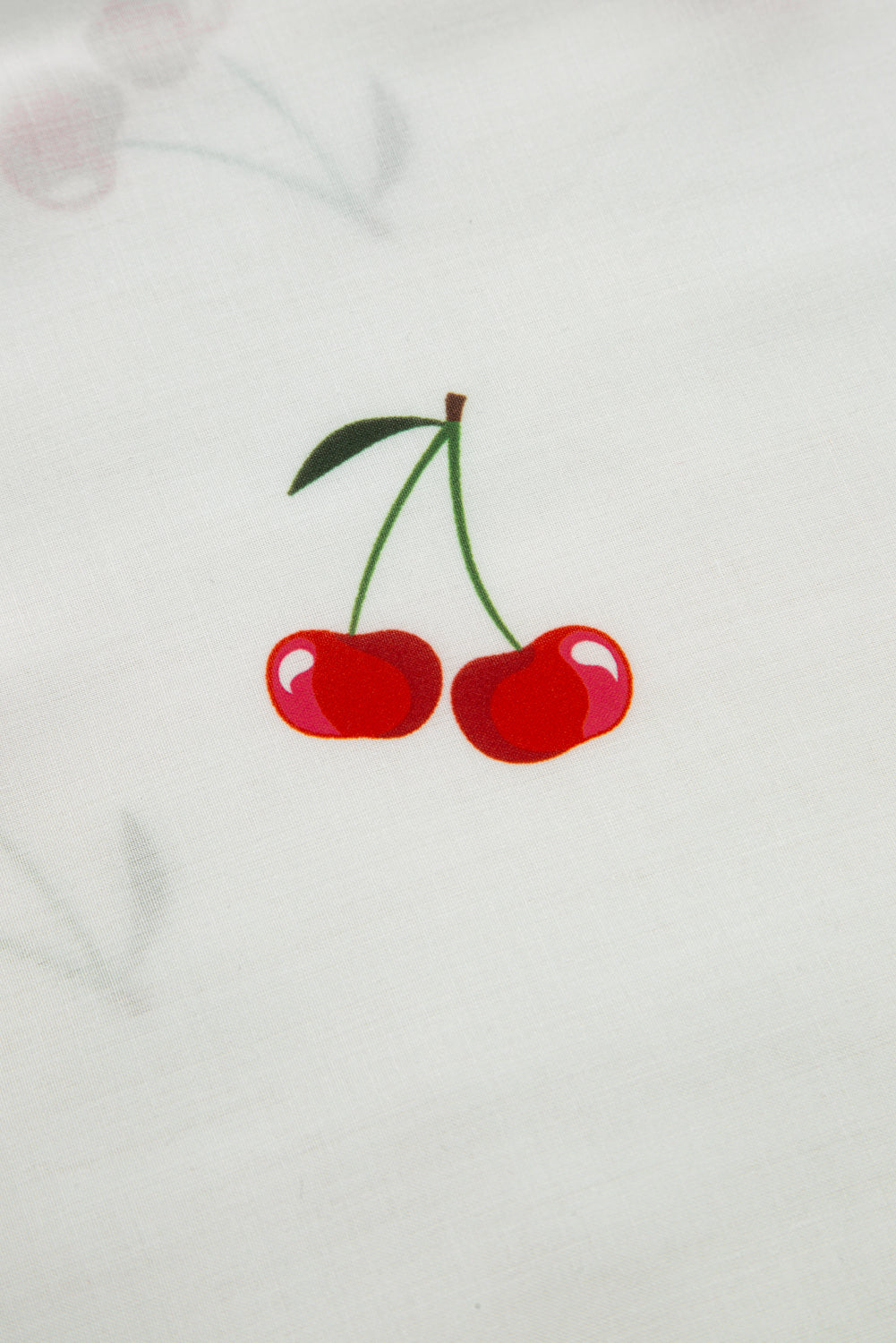 Cherry Print Flounce Sleeve Collared Frilled Babydoll Blouse