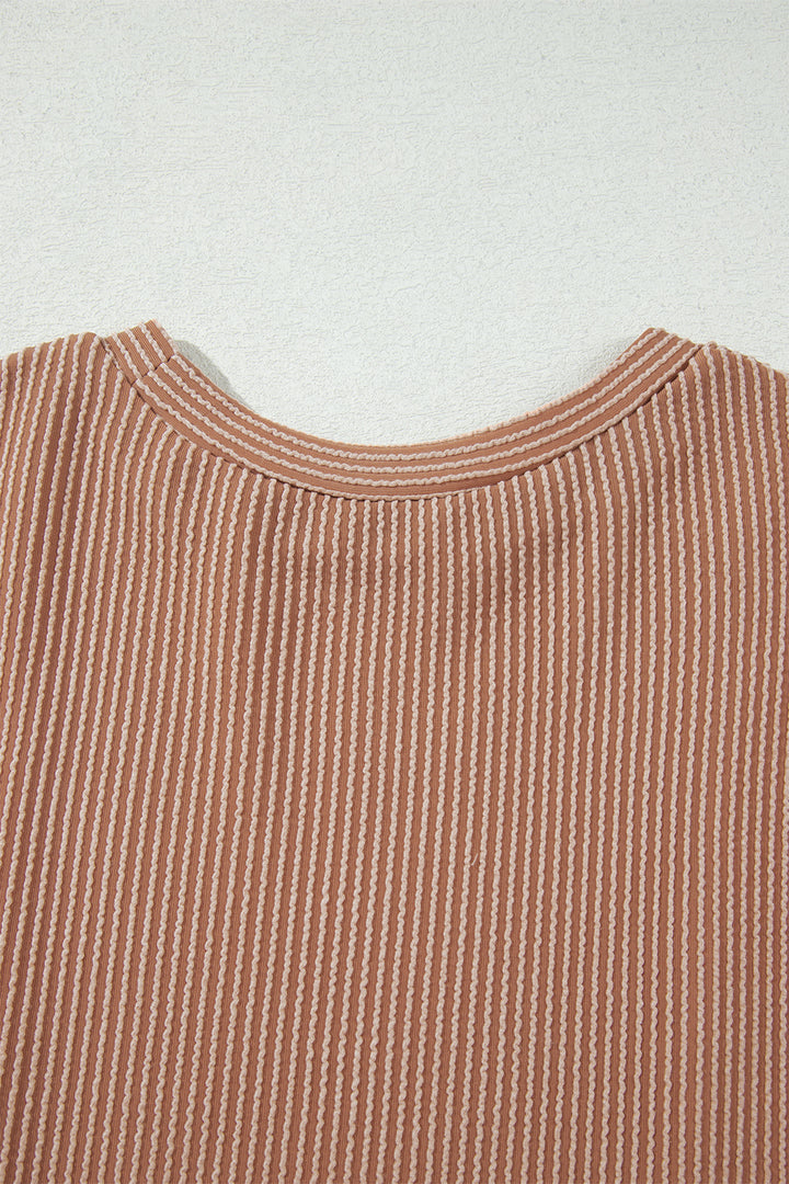 DUNE Leopard Print Colorblock Ribbed Knit Top
