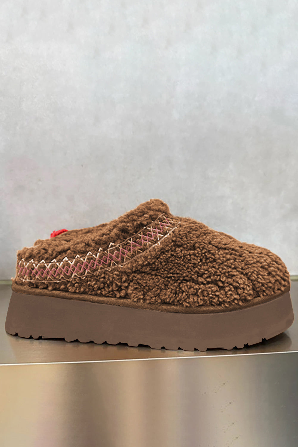 Embroidered Sherpa Plush Thick Sole Snow Boots