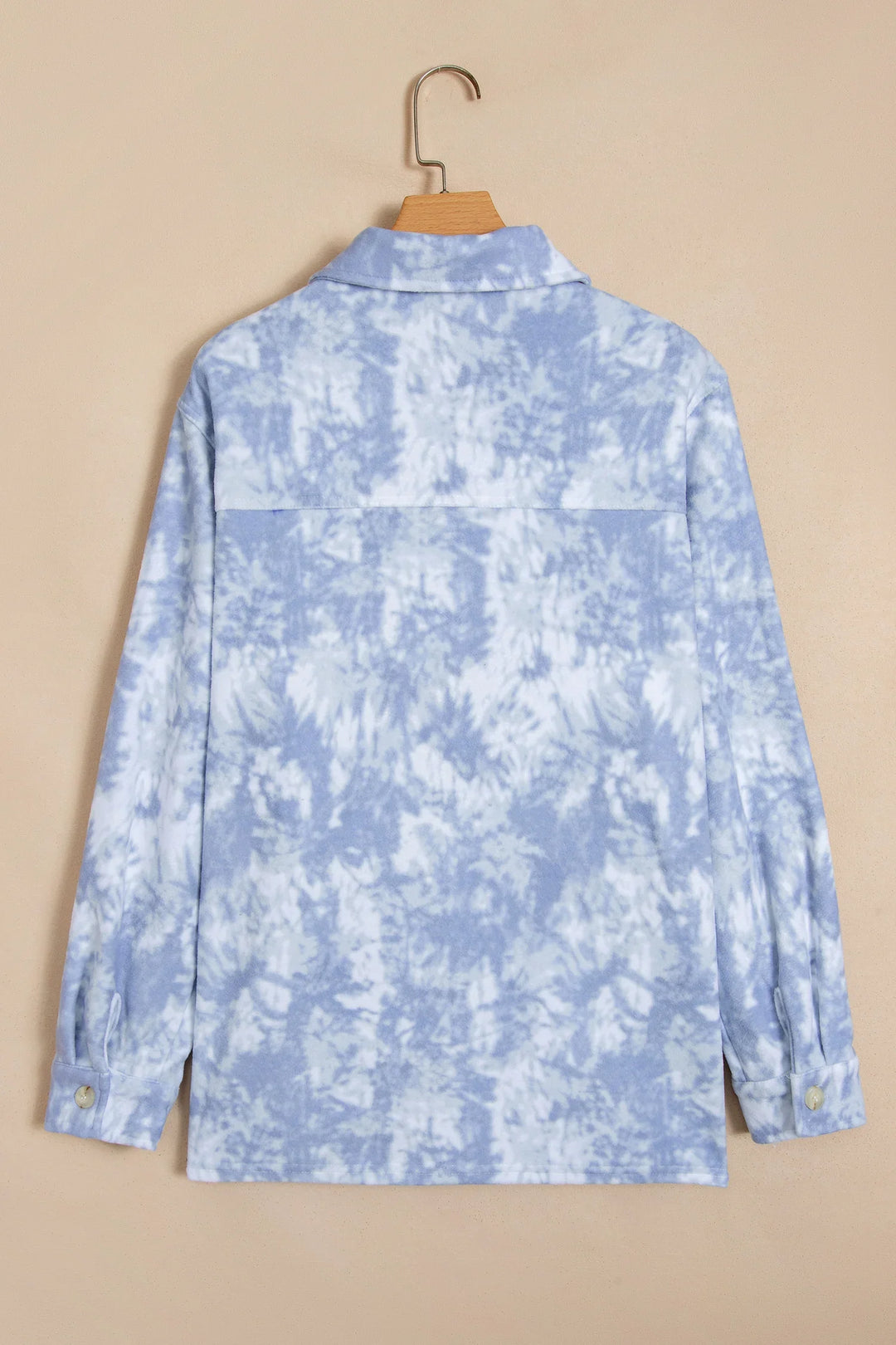 Gray Abstract Print Fuzzy Collar Long Sleeve Patch Pocket Tunic Jacket