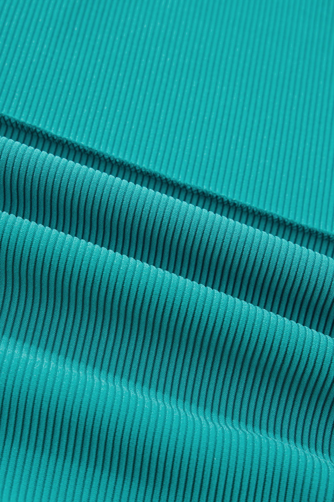 Sea Green Horizontal Ribbed Exposed Seam Detail Drop Shoulder Baggy Pullover