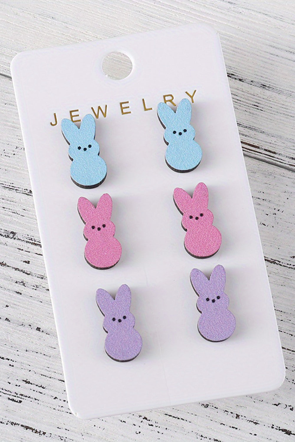 Boucles d'oreilles en bois en forme de lapin de Pâques