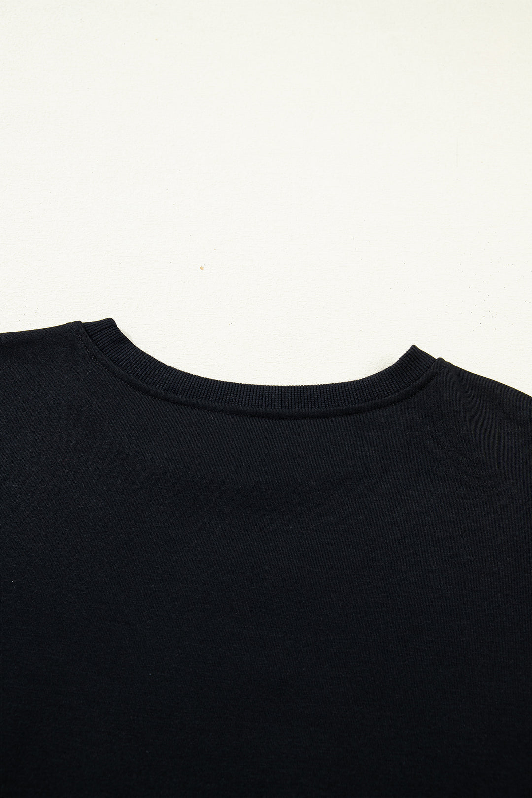 Black Solid Color Dropped Shoulder Long Sleeve Top