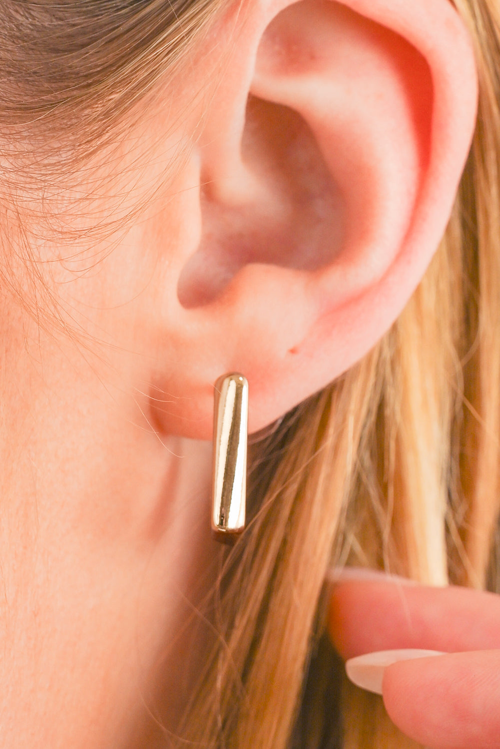 Square Hook Plated Alloy Stud Earrings