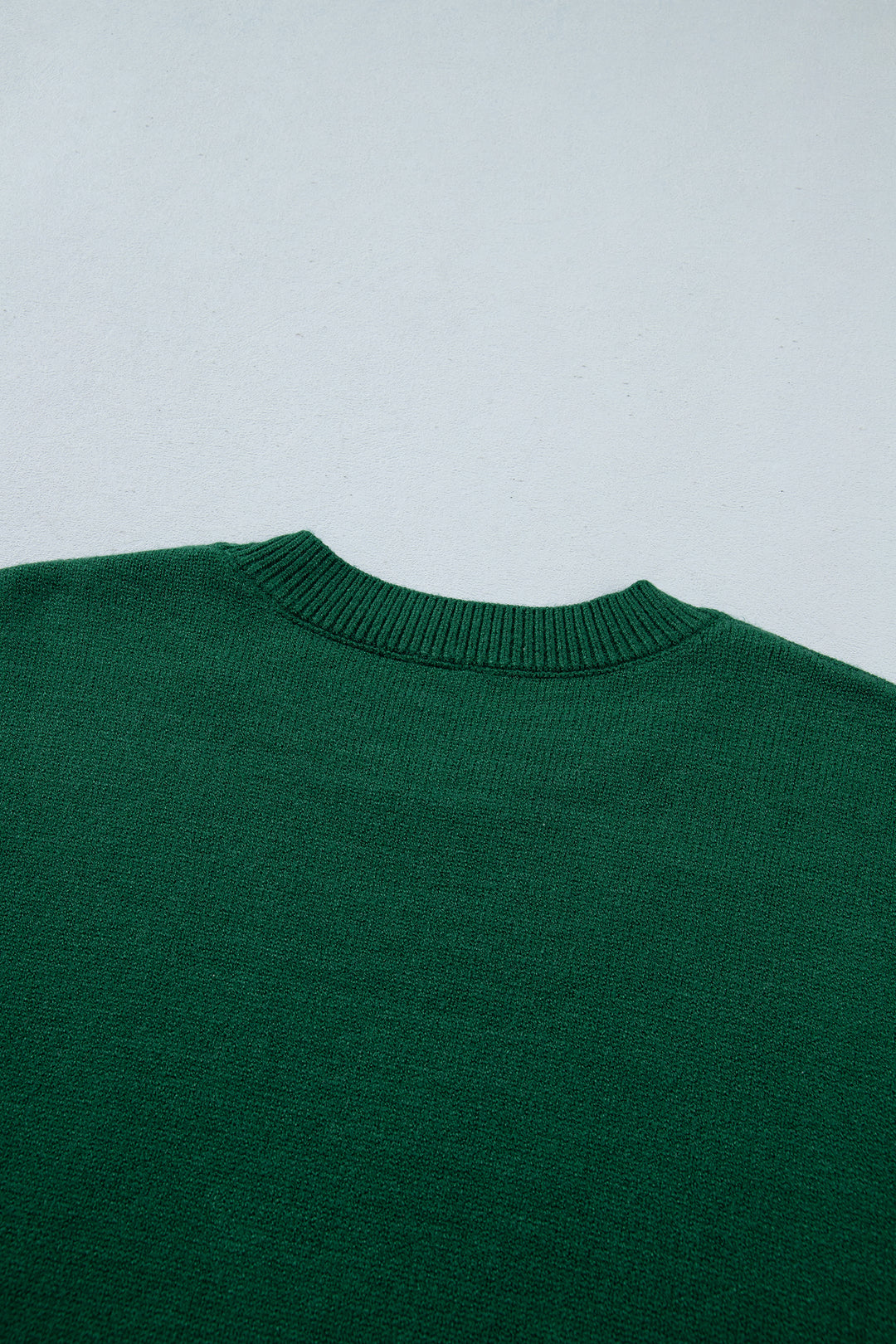 Blackish Green Abstract Dog Embroidery Christmas Fashion Round Neck Sweater