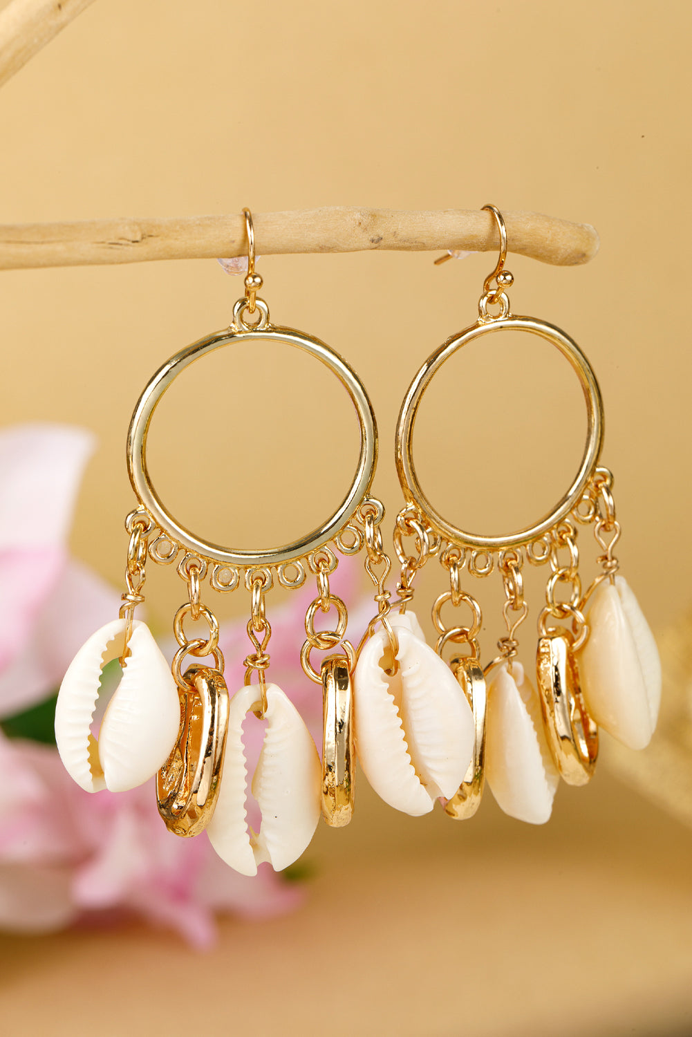 Seashell Charm Hoop Dangle Earrings