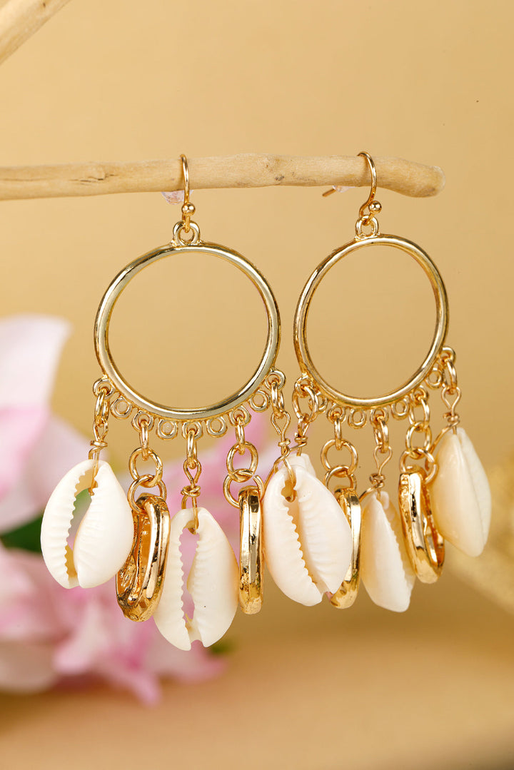 Seashell Charm Hoop Dangle Earrings