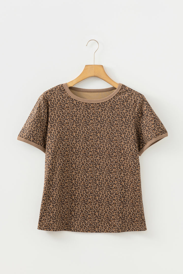 Fierce Leopard Crew Neck T Shirt