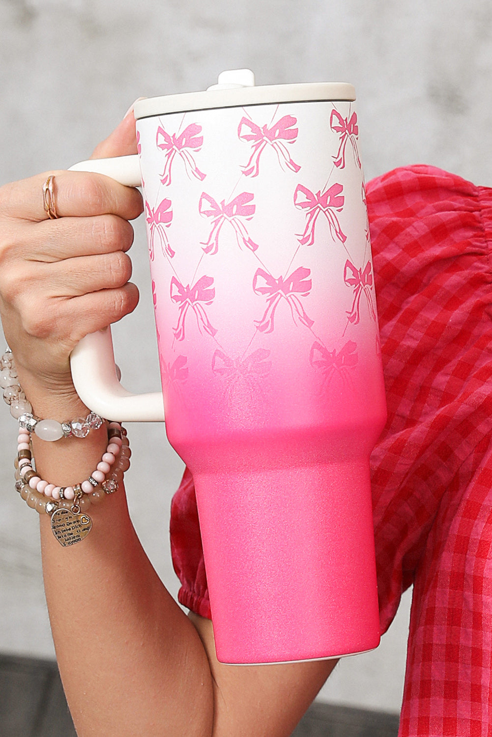 Bow Knot Gradient Color Print Large Vacuum Cup