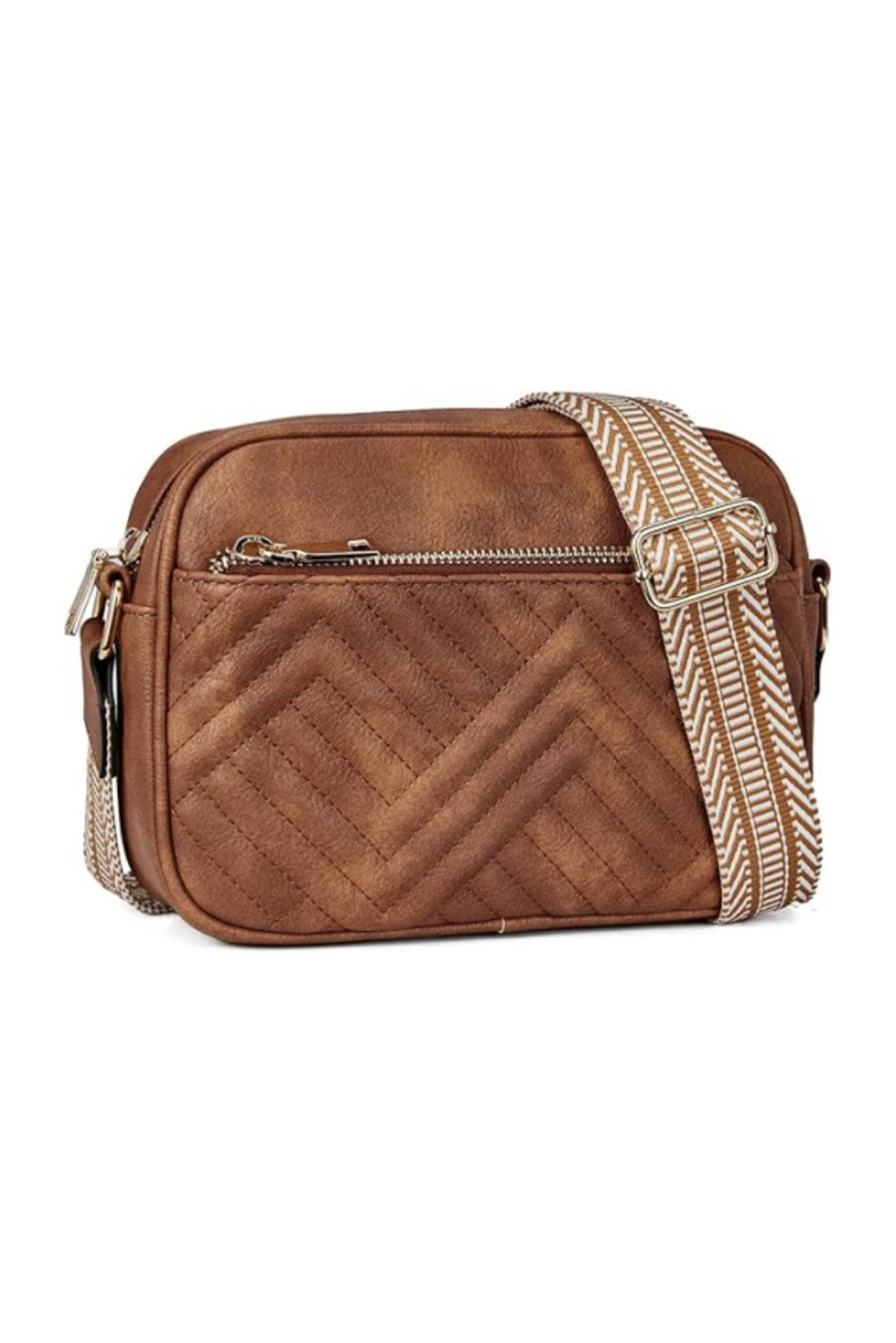 Quilted Faux Leather Crossbody Bag 22*6*16cm