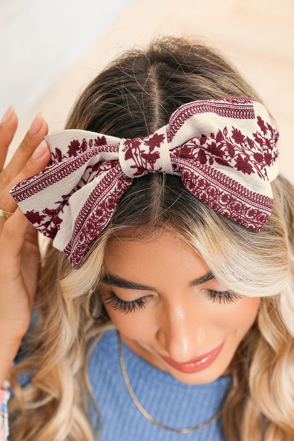 Retro Floral Vine Printed Bow Knot Headband