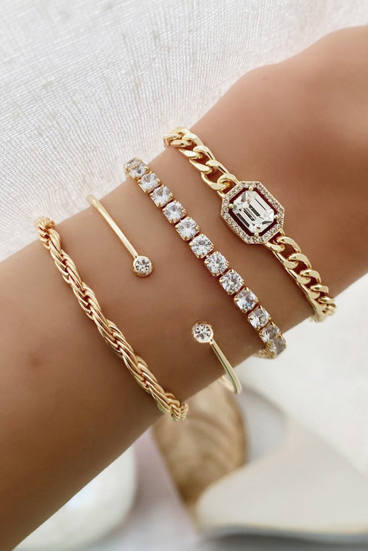 Ensemble de 4 bracelets tressés en chaîne de diamants