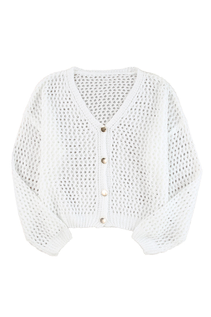 Hollowed Knit Dolman Sleeve Sweater Cardigan