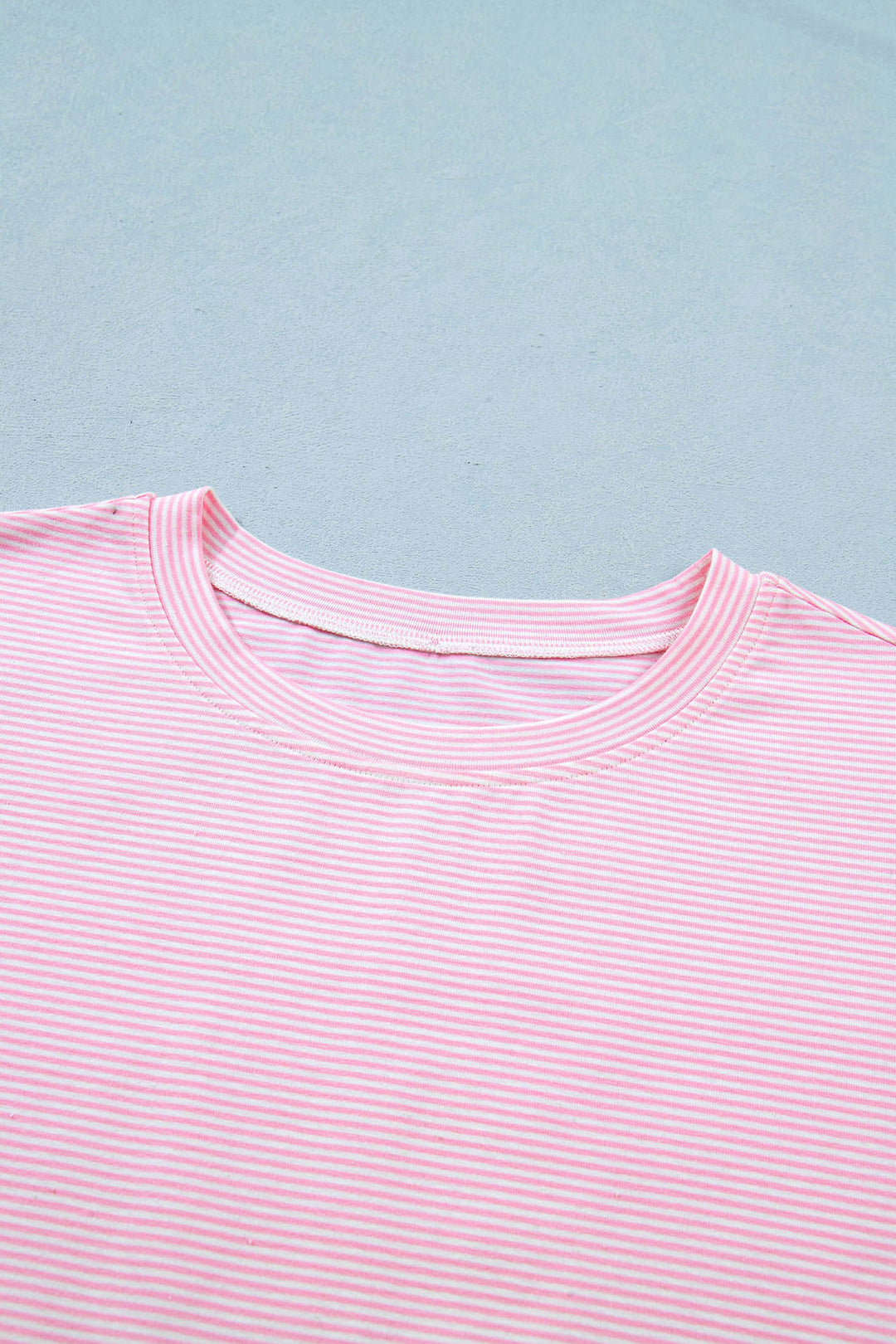 Pink Stripe Matching Oversized Tee and Drawstring Shorts Set