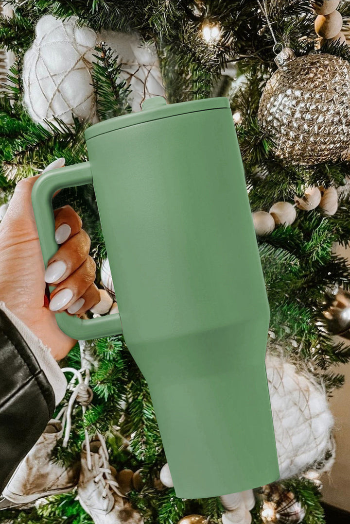 Grande tasse à vide avec poignée en acier inoxydable givré et paille 40 oz
