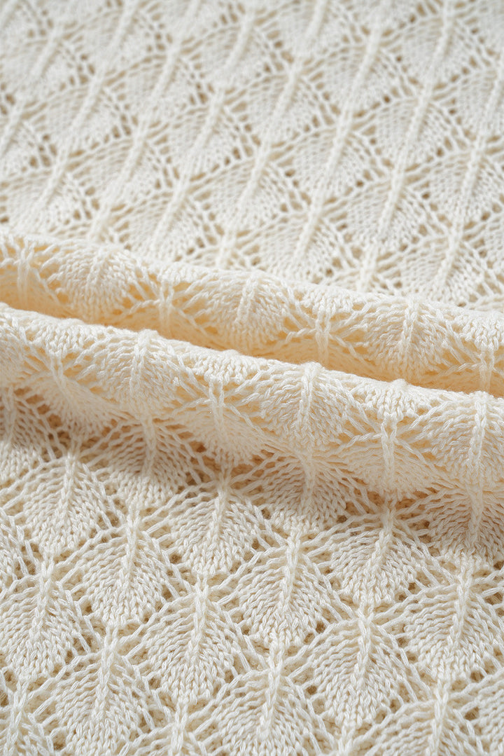 Hollow Out Crochet O Neck Short Sleeve Sweater Tee
