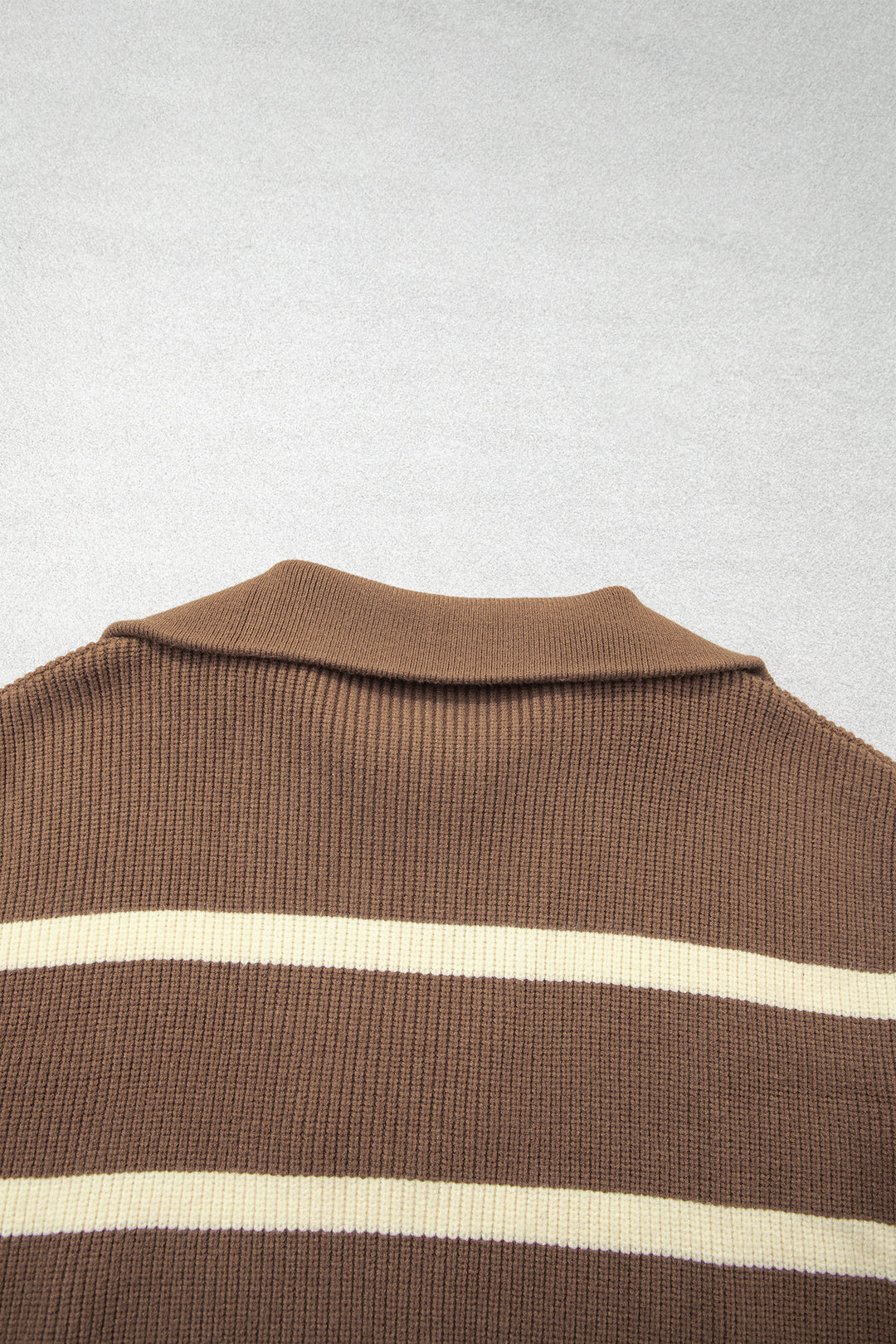 Brown Stripe Striped Colorblock Drop Shoulder V Neck Tunic Sweater T-shirt