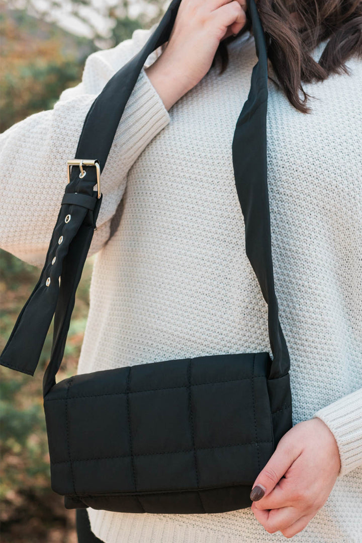Adjustable Wide Strap Quilted Puffer Crossbody Bag