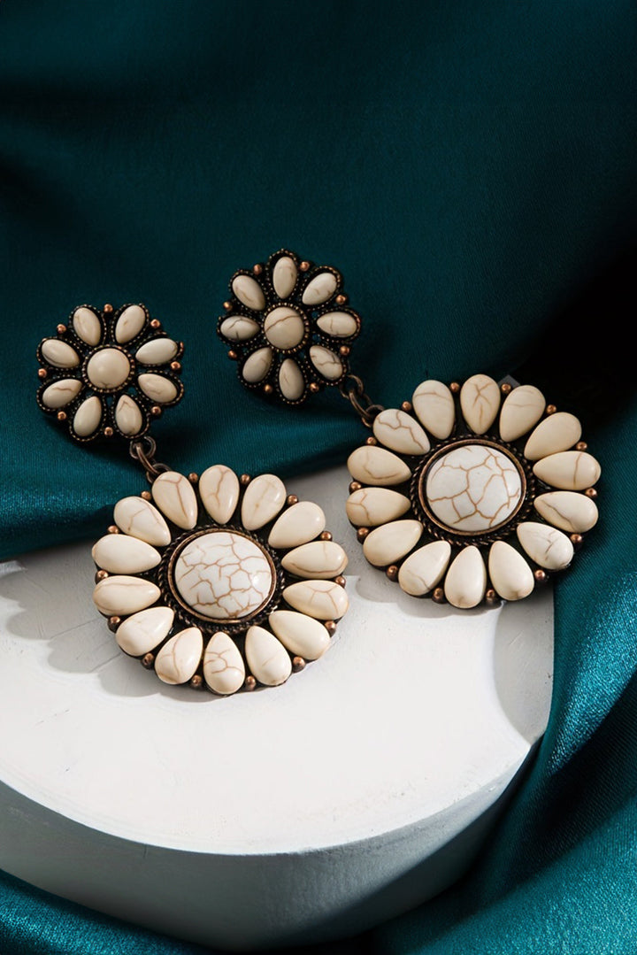 Boucles d'oreilles à tige en forme de fleur avec incrustation de turquoise occidentale