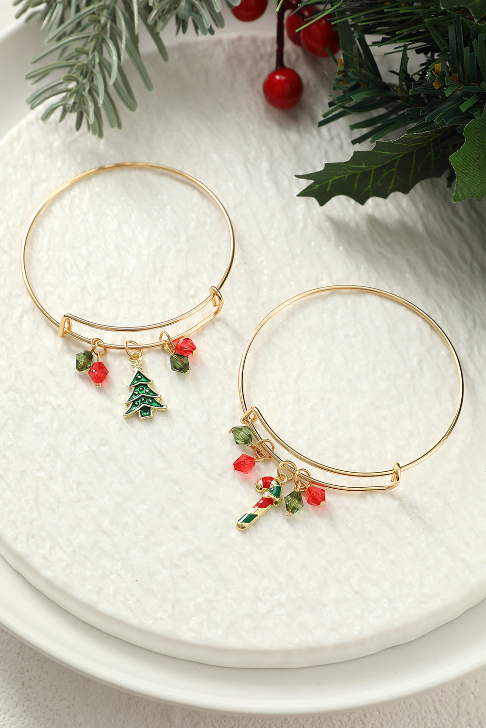 Bracelet pendentif en perles de canne à sucre de Noël