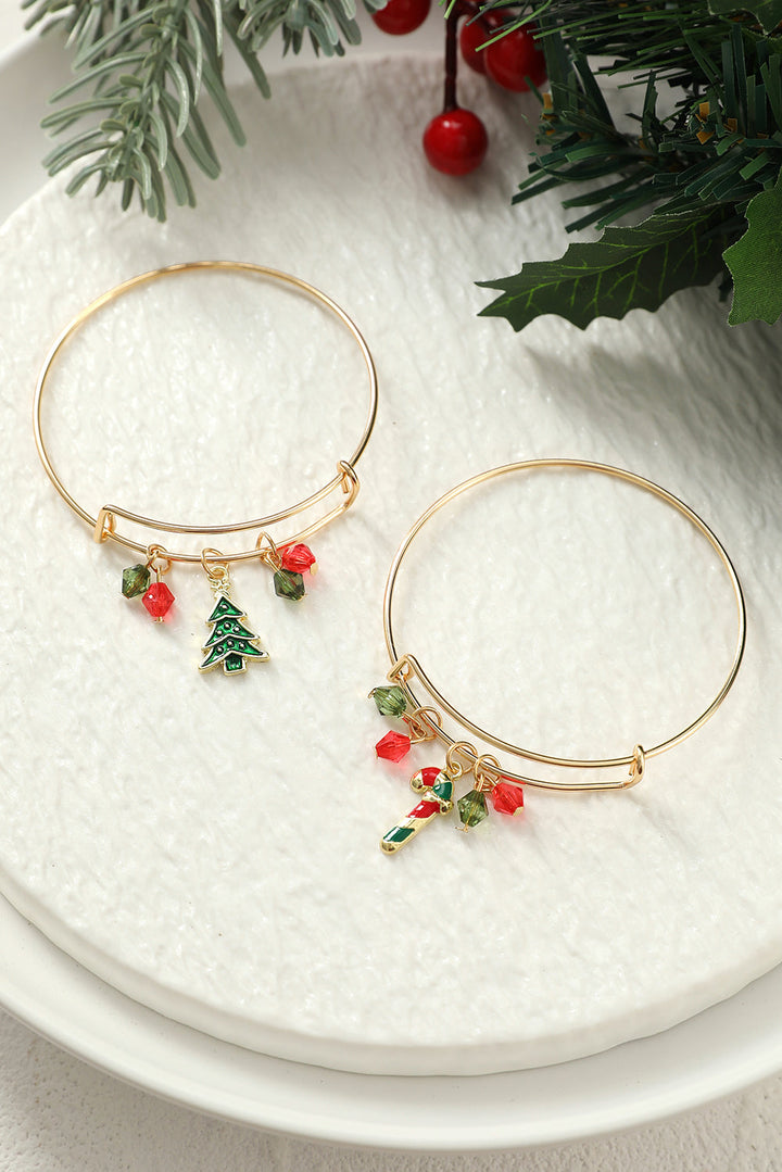 Bracelet pendentif en perles de canne à sucre de Noël