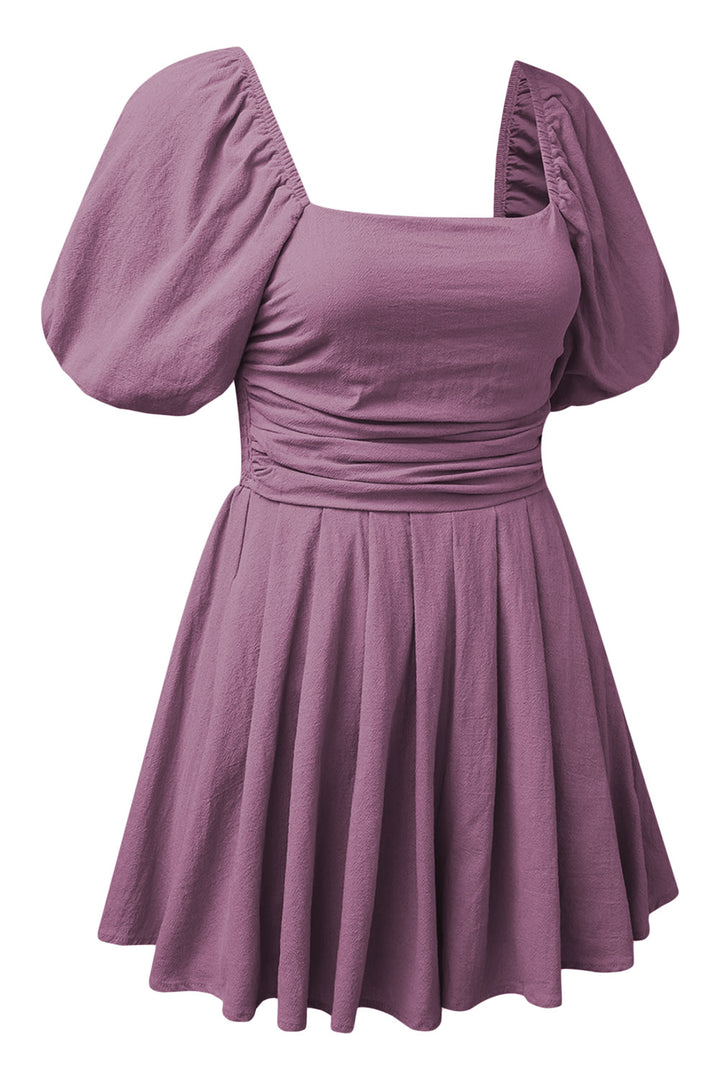 Valerian Square Neck Ruched Puff Sleeve Romper
