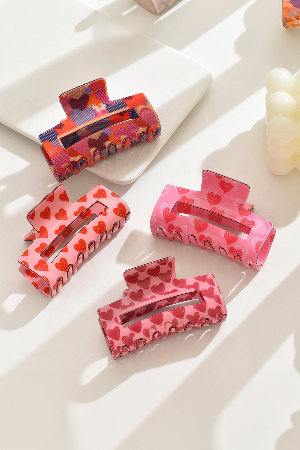 Heart Print Hollow Out Square Hair Claw Clip