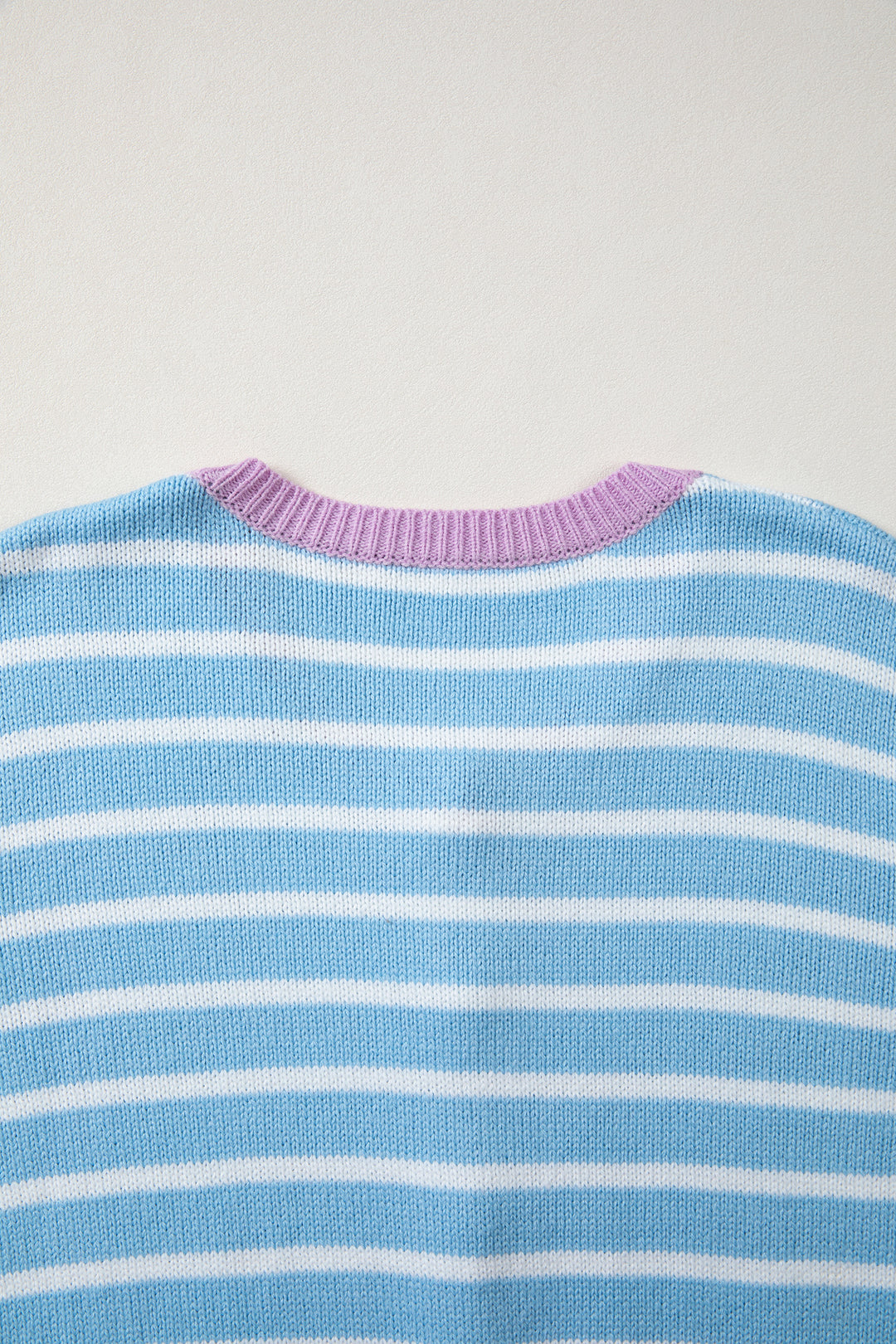 Sky Blue Stripe Striped Long Sleeve Round Neck Open Front Cardigan