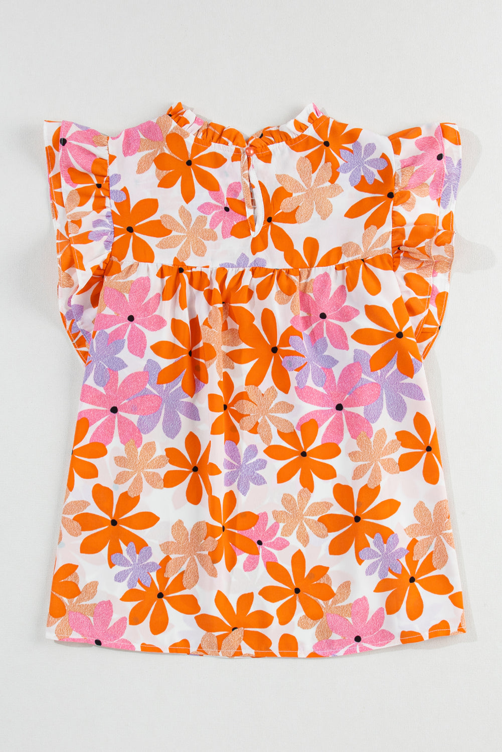 Ruffled Sleeve Smocked Floral Top