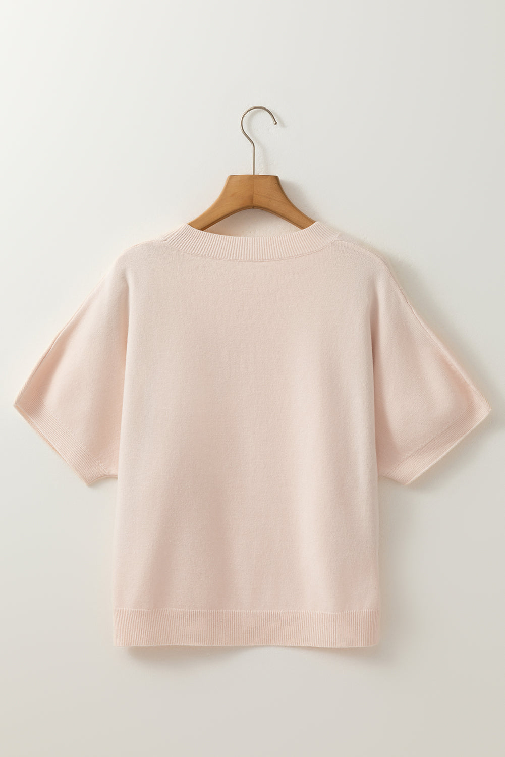 Chic Pearl Bow Embellished Dolman Short Sleeve Sweater