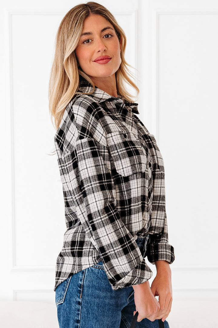 Plaid Print Chest Pockets Buttoned Shirt